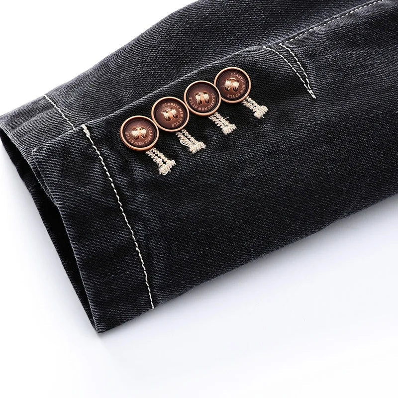 Reid | Men's Denim Jacket Blazer Style Lapel Collar