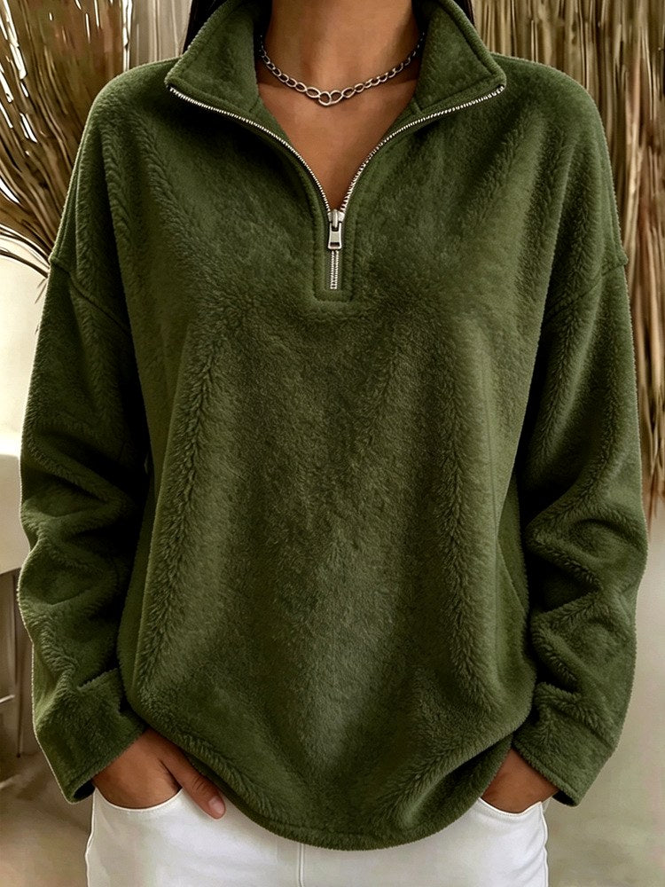 Ashly - Women's Collared Half Zip Sweater