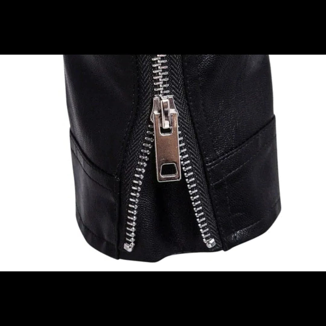 Asymmetric Zip-Up Biker Jacket for Men