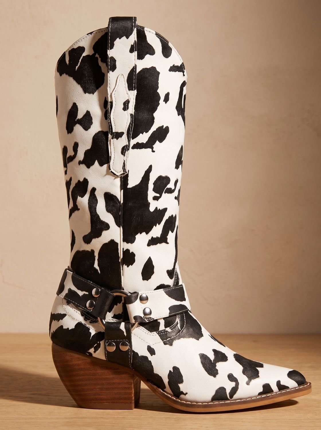 Athena - Women's Knee-High Cowboy Boots with Animal Print