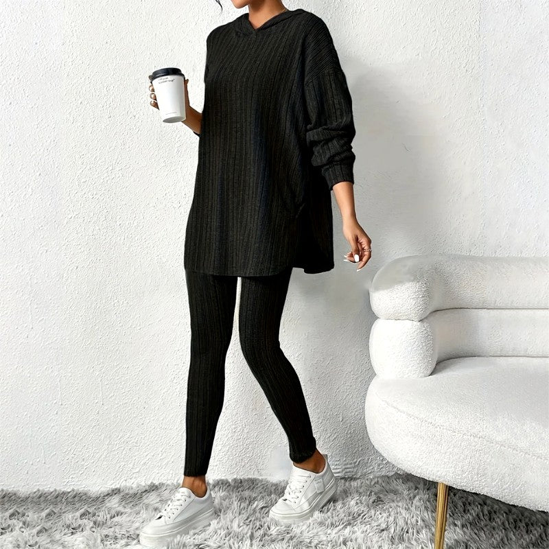 Athena - Women's Ribbed Hooded Matching Set