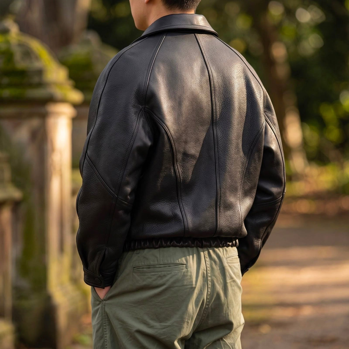 Atlas | Men's Leather Bomber Jacket with Zip-Up Closure