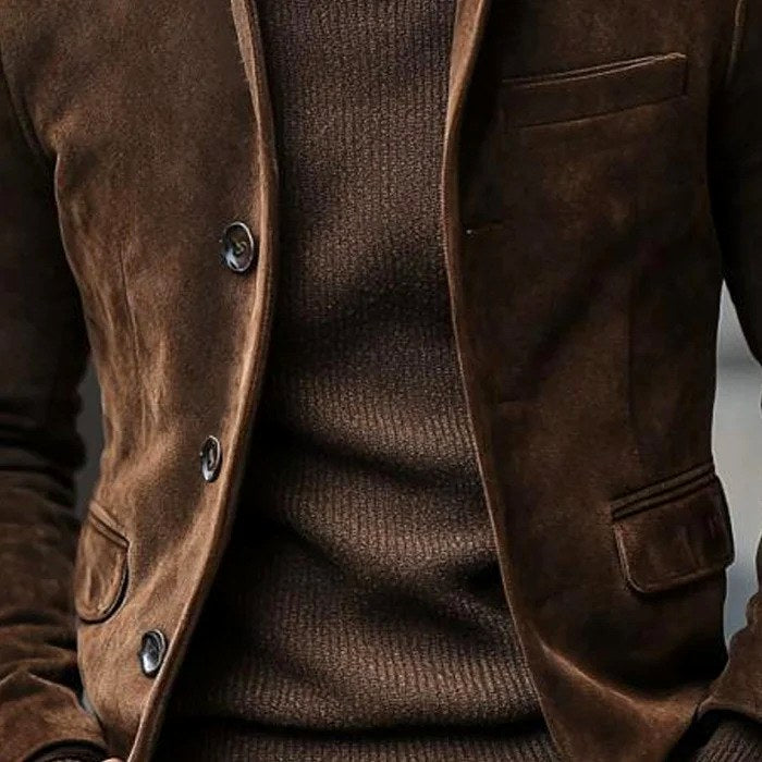 Austen - Men's Suede Stand Collar Tailored Blazer