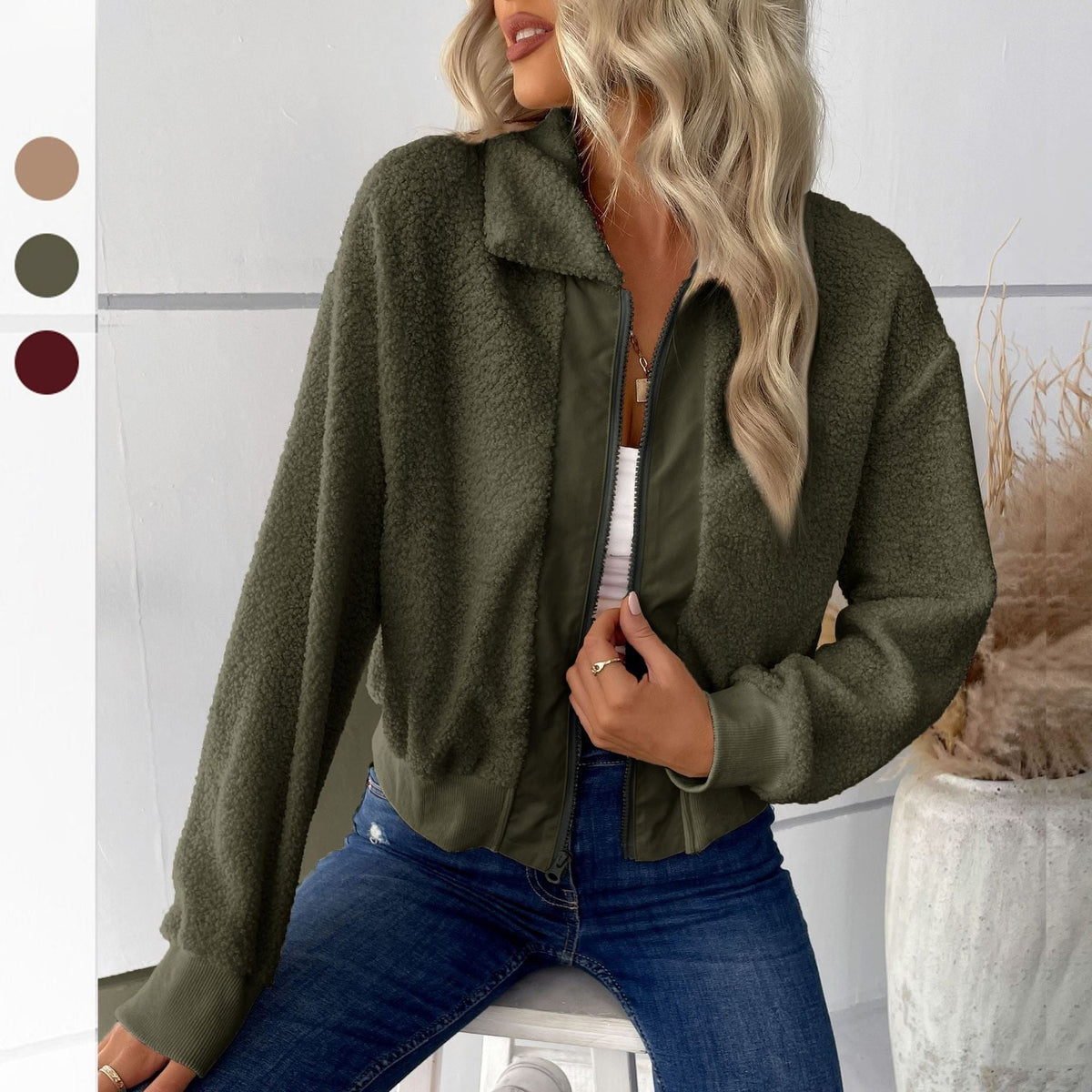 Azalea | Women's Fleece Jacket with Lapel Collar