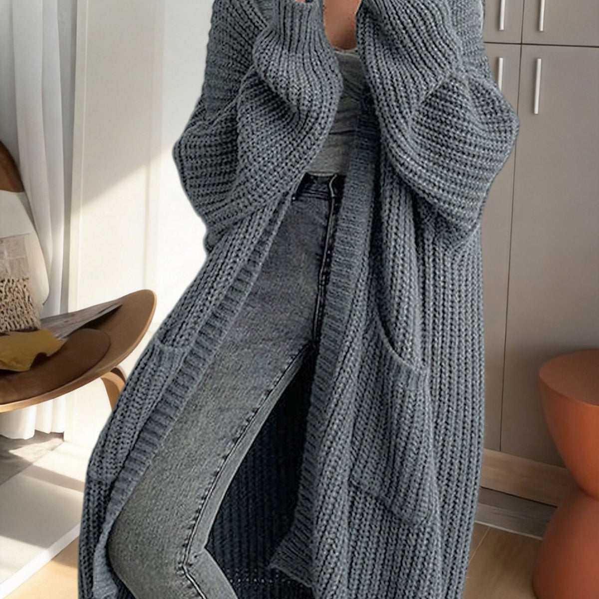 Noelle | Oversized Longline Duster Pockets Cardigan
