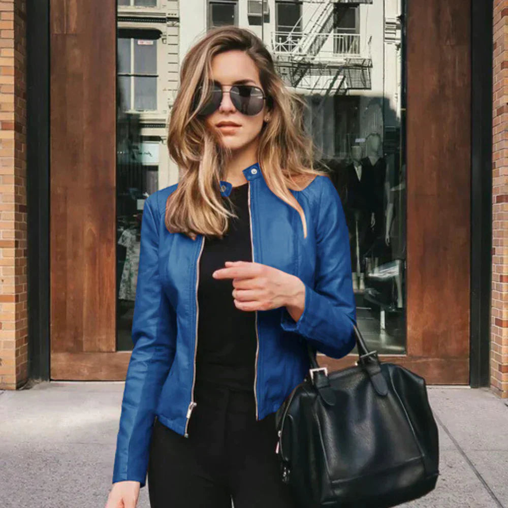 Women's Italian Leather Biker Jacket Slim Fit