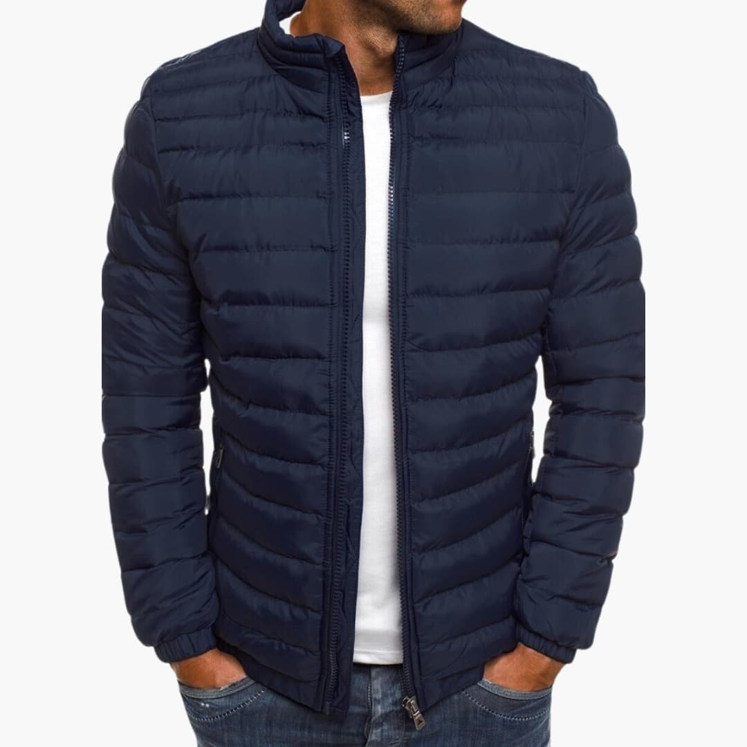 Men’s Lightweight Puffer Jacket with Stand Collar