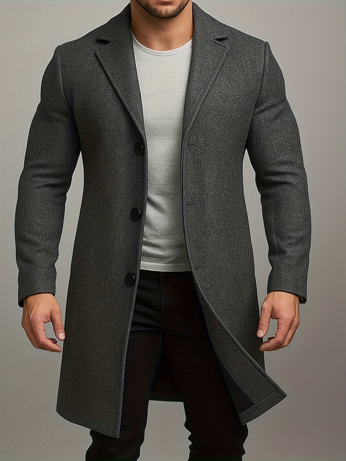 MID LENGTH TWEED OVERCOAT FOR MEN