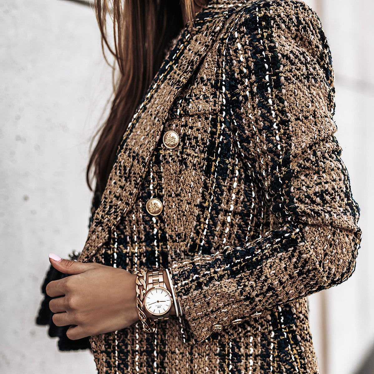 Women's Double Breasted Check Blazer