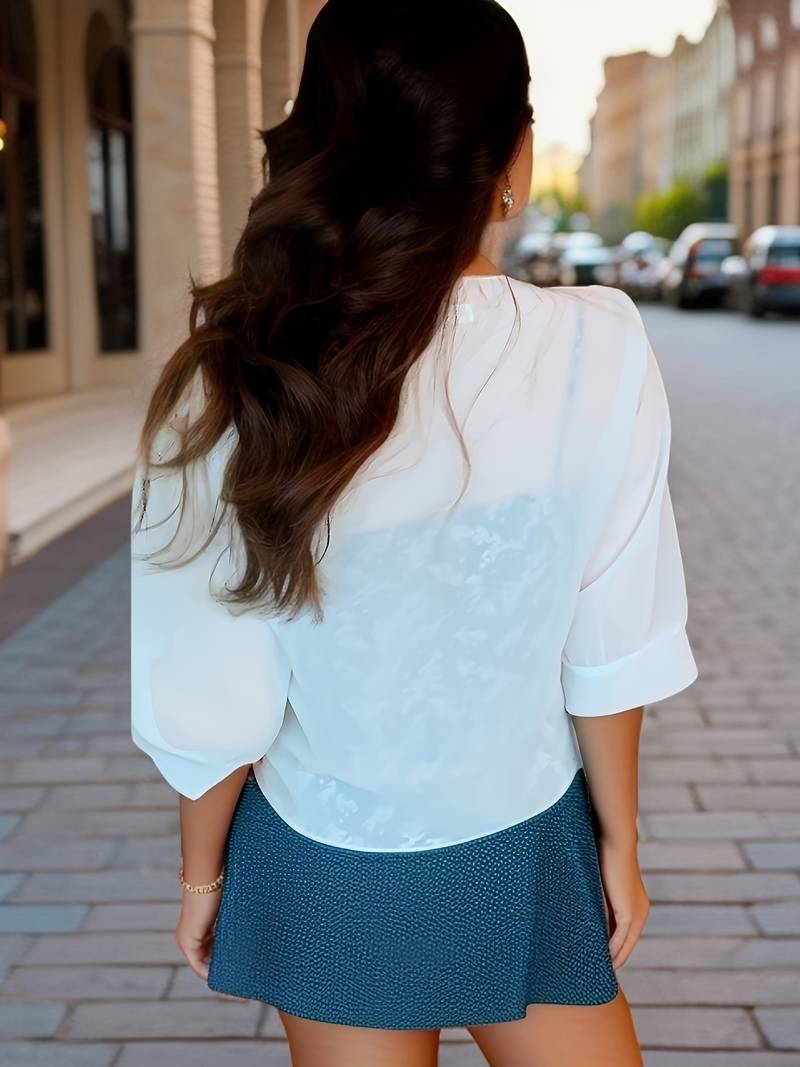 Women's Sheer Chiffon Cardigan with Tie Front