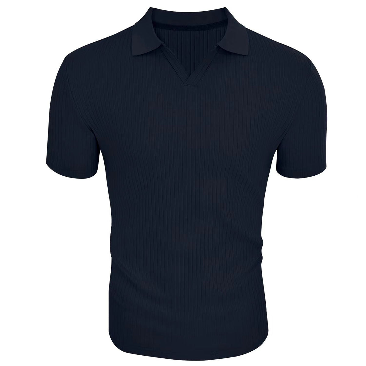Men's Textured Polo Shirt | Short Sleeve Fitted Knit Top