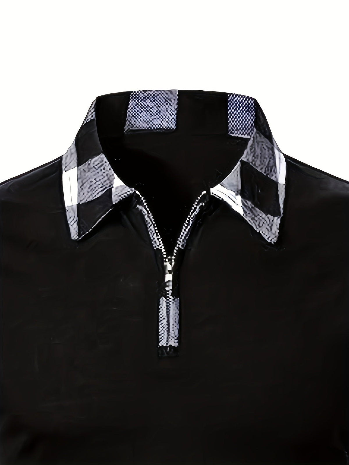 Men's Half-Zip Checked Shirt | Contrast Sleeve Design