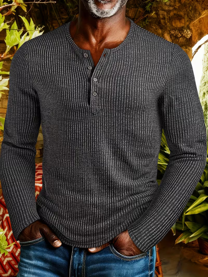 TEXTURED HENLEY SHIRT FOR MEN