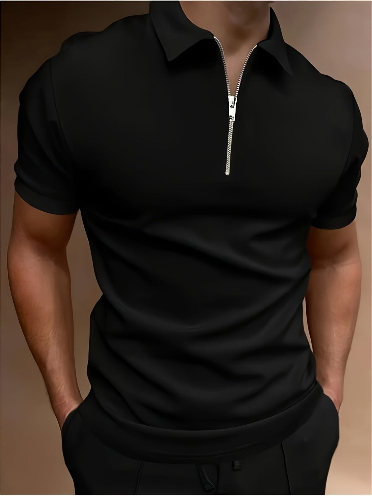 STRETCH ZIP POLO SHIRT FOR MEN