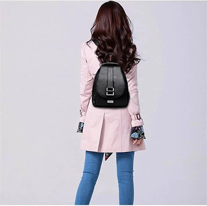 Backpack | Water-Resistant Sheepskin Leather & Anti-Theft Back Pocket