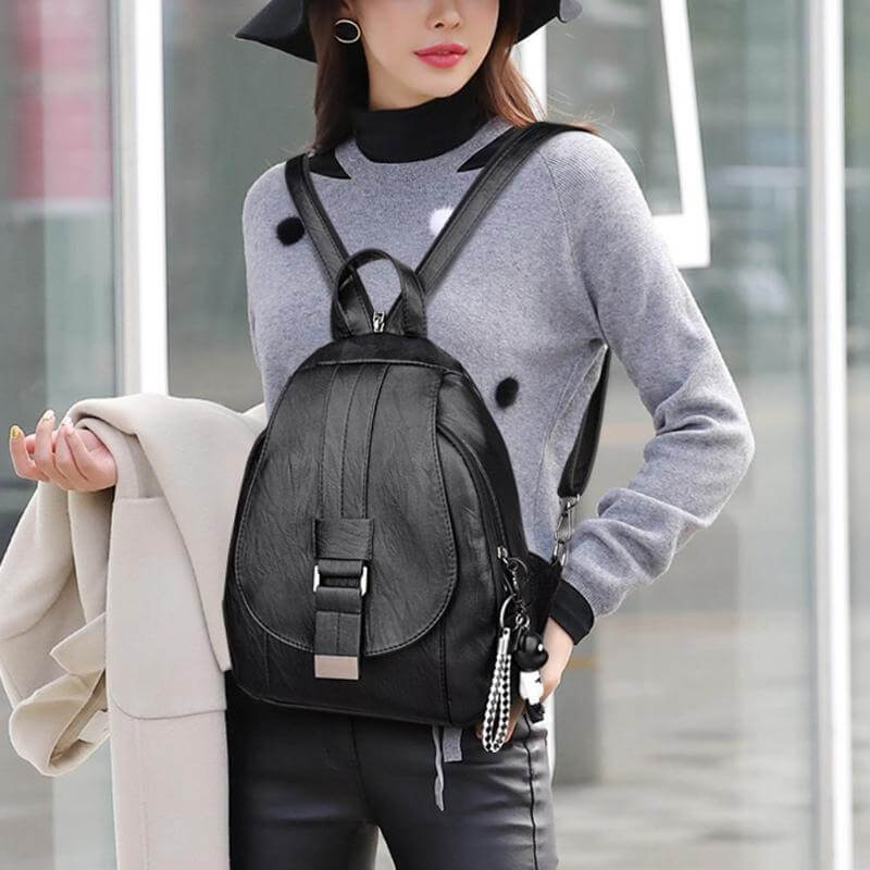 Backpack | Water-Resistant Sheepskin Leather & Anti-Theft Back Pocket
