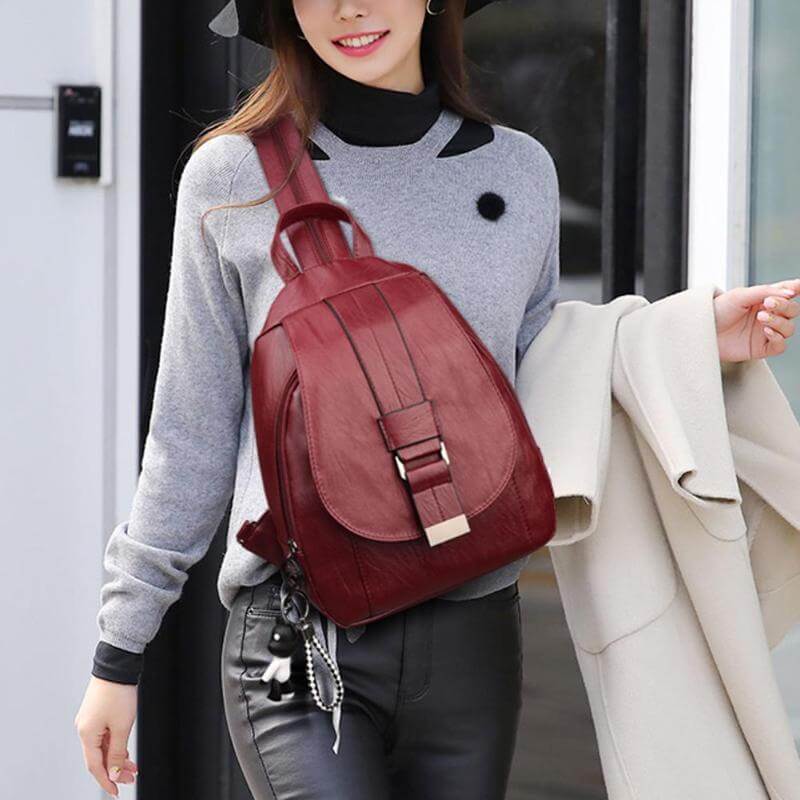 Backpack | Water-Resistant Sheepskin Leather & Anti-Theft Back Pocket
