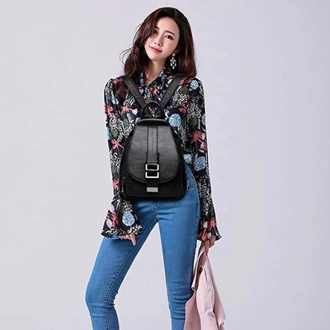 Backpack | Water-Resistant Sheepskin Leather & Anti-Theft Back Pocket