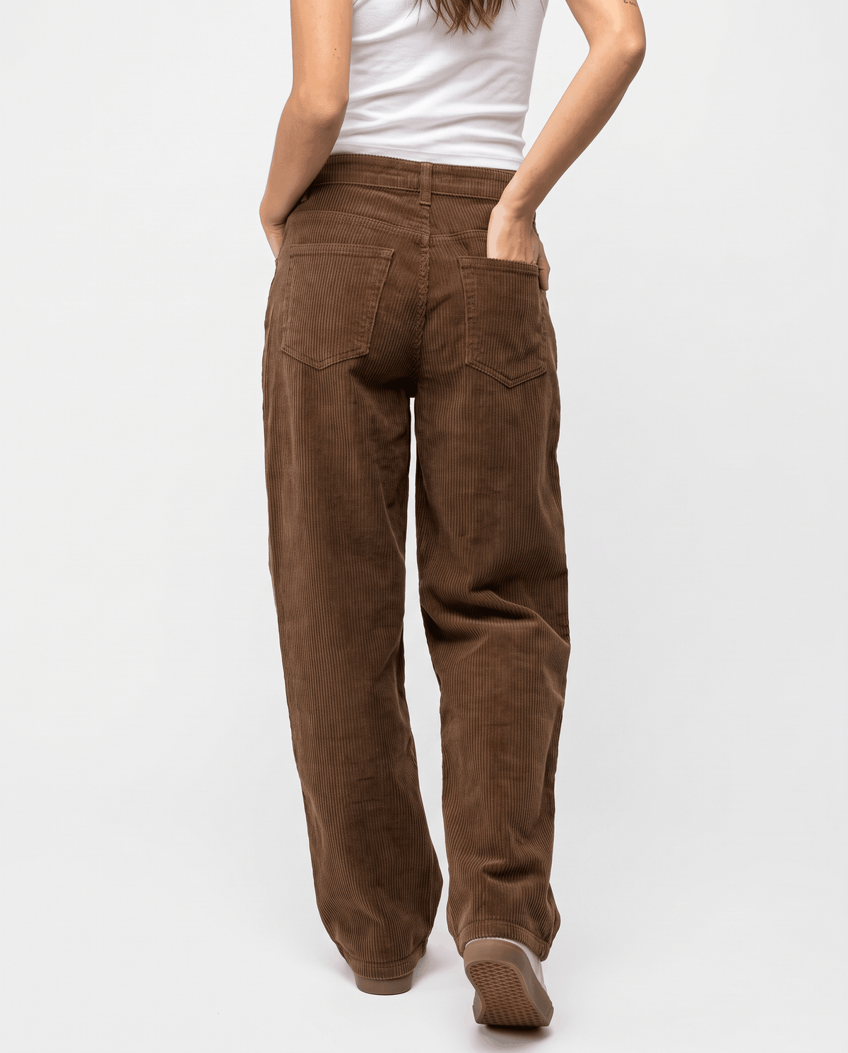 Baggy Wide-Leg Corduroy Pants – High-Waisted, Button Front & Patch Pockets | Ava
