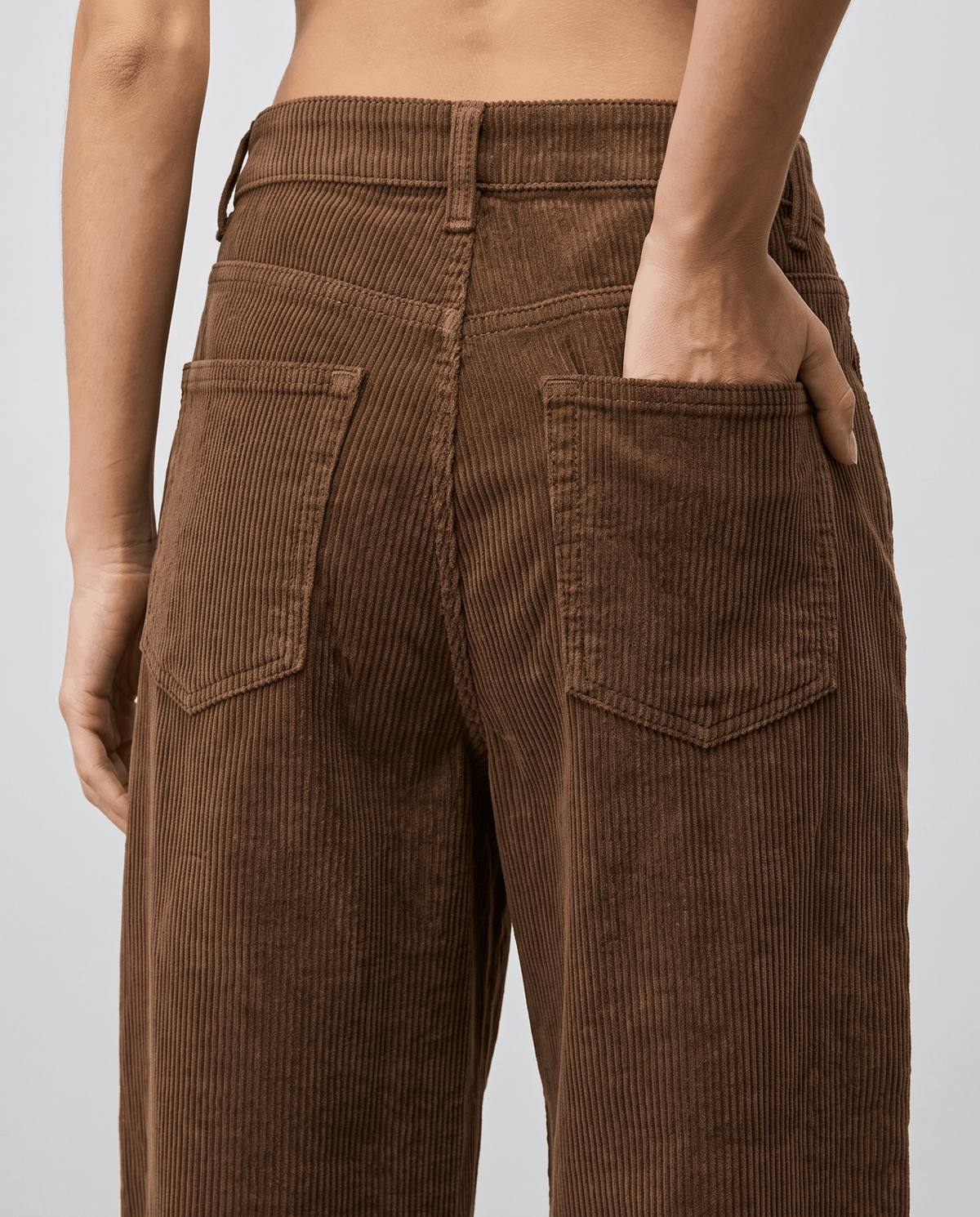 Baggy Wide-Leg Corduroy Pants – High-Waisted, Button Front & Patch Pockets | Ava
