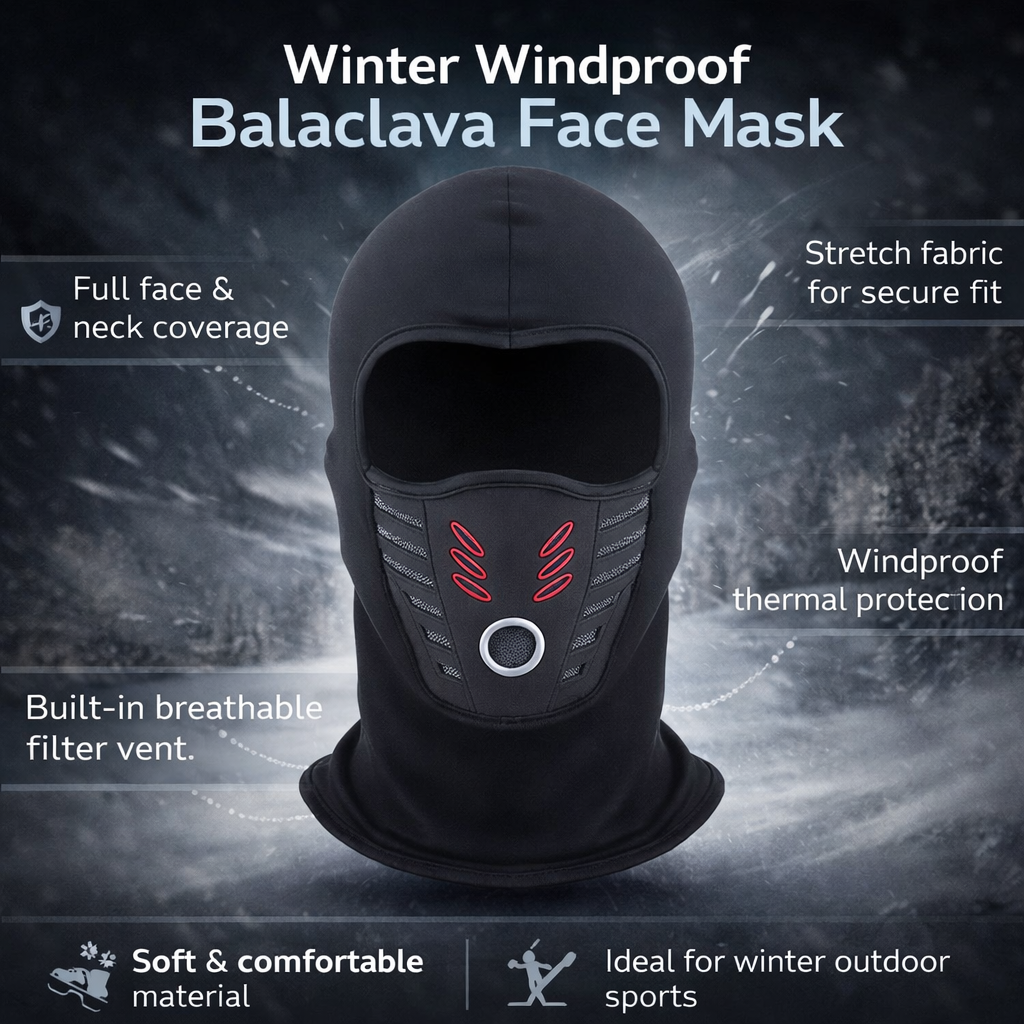 Balaclava Face Mask Windproof Fleece with Ventilation for Winter Cold Weather