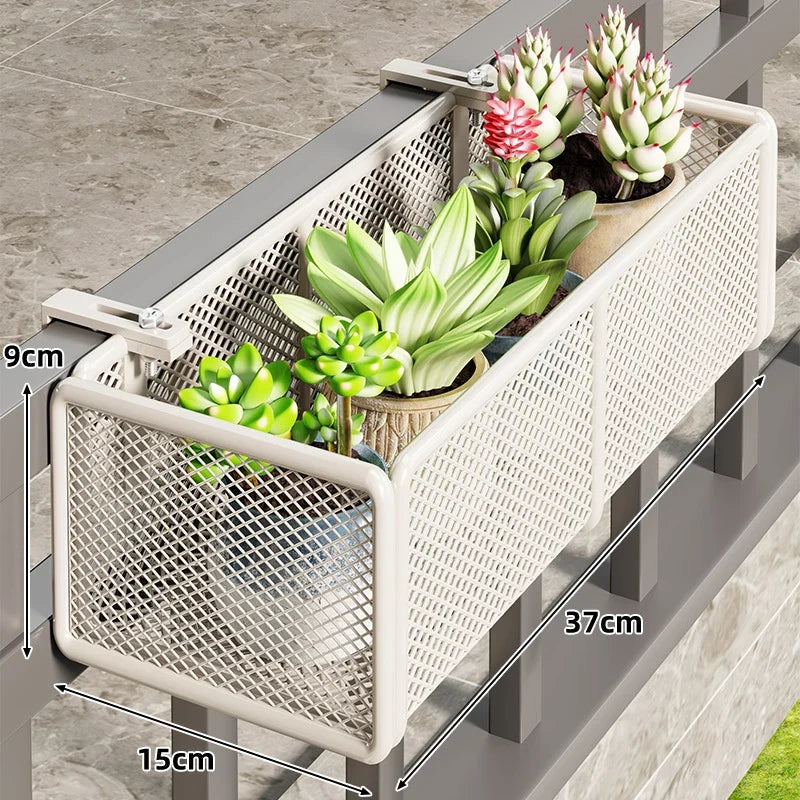 Balcony Rail Planter Box | Clamp-On Rail-Mount & Ventilated Mesh