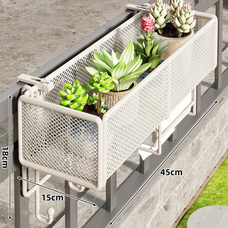 Balcony Rail Planter Box | Clamp-On Rail-Mount & Ventilated Mesh