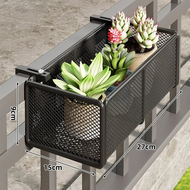 Balcony Rail Planter Box | Clamp-On Rail-Mount & Ventilated Mesh