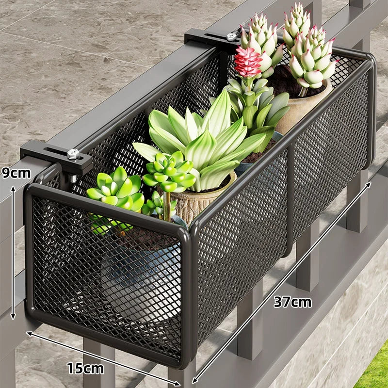 Balcony Rail Planter Box | Clamp-On Rail-Mount & Ventilated Mesh