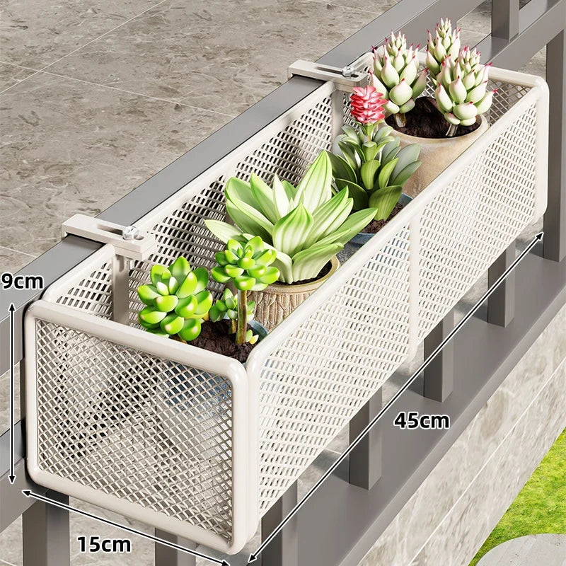 Balcony Rail Planter Box | Clamp-On Rail-Mount & Ventilated Mesh