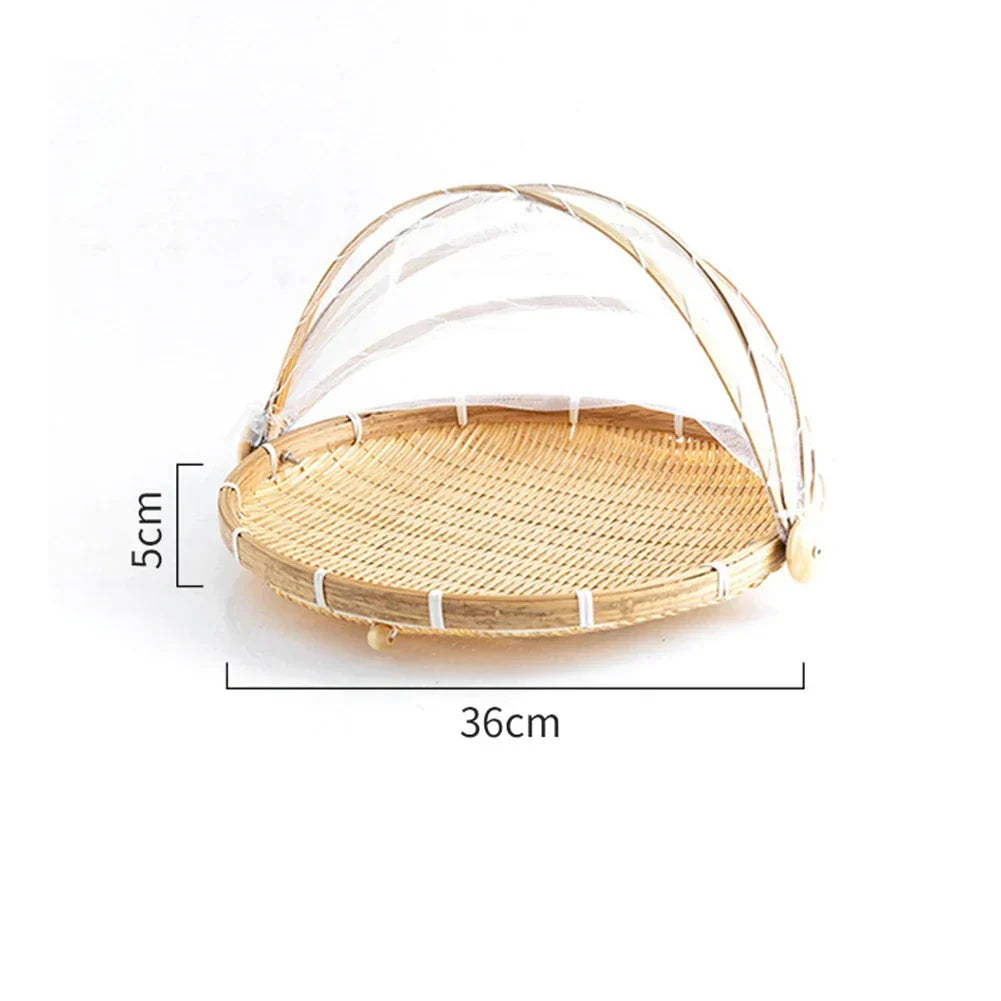 Bamboo Basket | Woven & Foldable With Mosquito Net | Small/Medium/Large