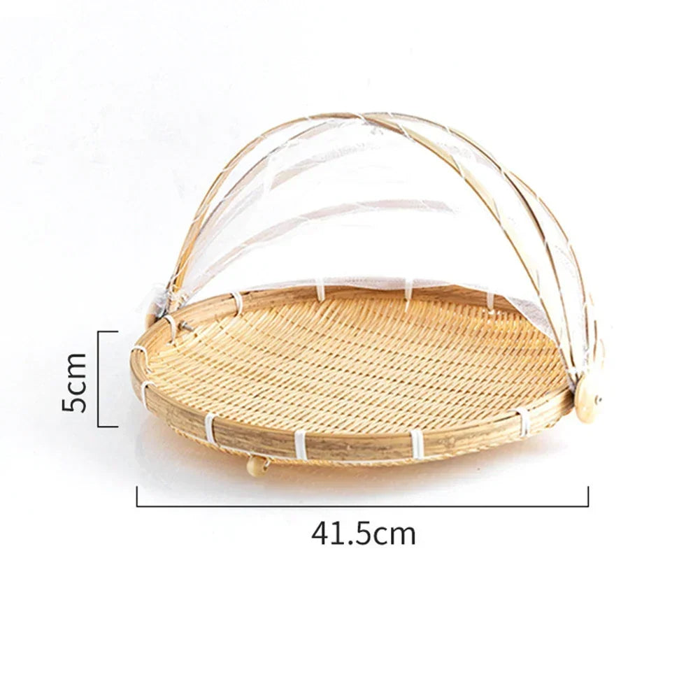 Bamboo Basket | Woven & Foldable With Mosquito Net | Small/Medium/Large