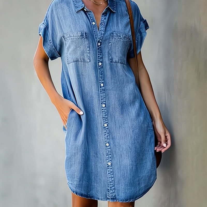Bart | Women's Denim Button-Down Midi Shirt Dress