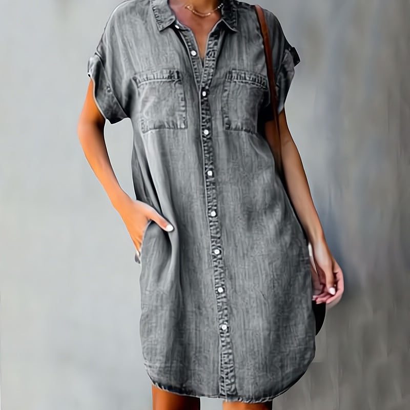 Bart | Women's Denim Button-Down Midi Shirt Dress