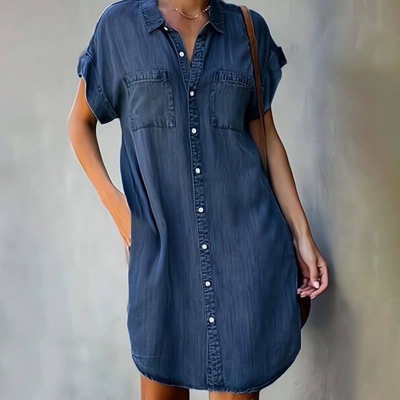 Bart | Women's Denim Button-Down Midi Shirt Dress