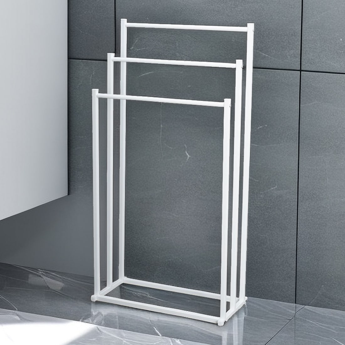 Bathroom Towel Rack Freestanding Three-Tier Metal Stand with Shelf Kitchen
