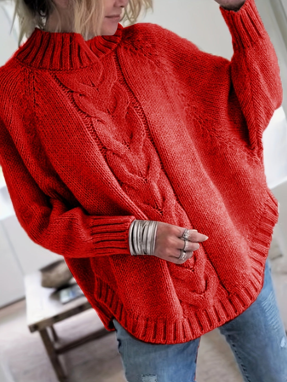 Gwendolyn | Cable Knit High Neck Winter Turtleneck Sweater