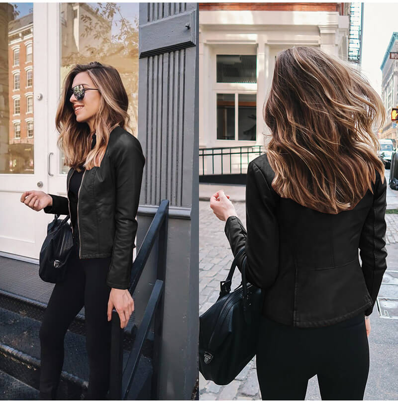 Women's Italian Leather Biker Jacket Slim Fit