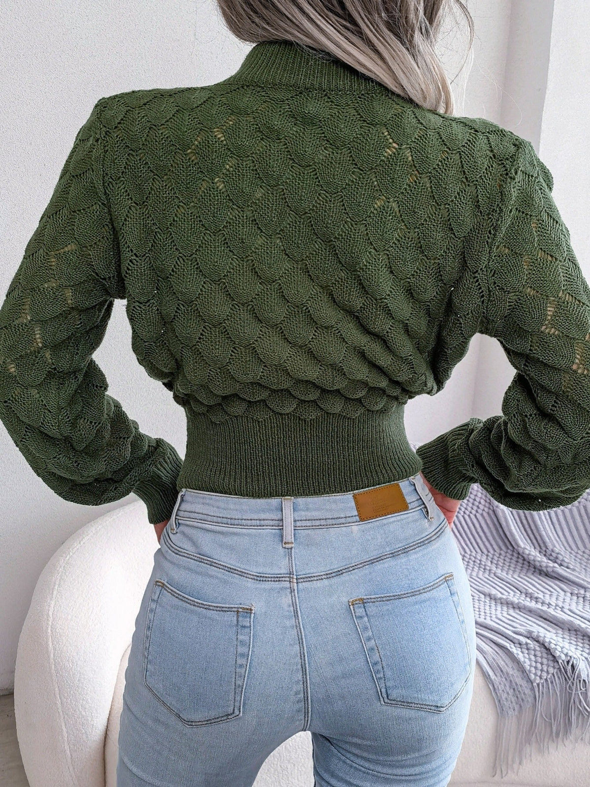 Melanie | Cropped Textured Knit Winter Sweater