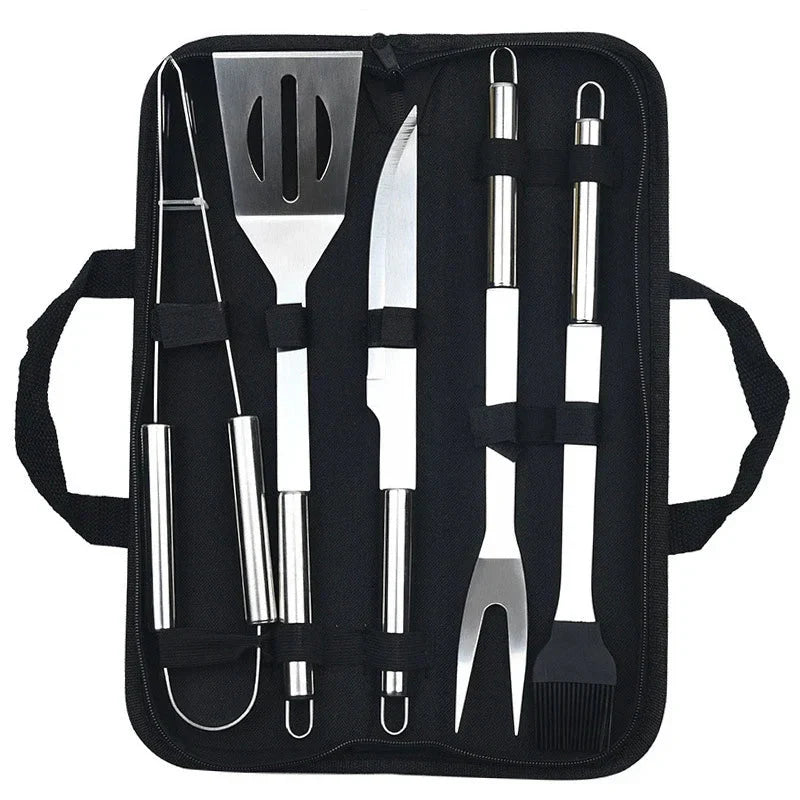 BBQ Tool Set | Stainless Steel & Fabric Carry Bag | 9-12 Pcs