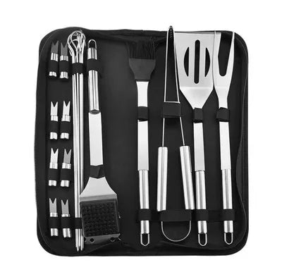 BBQ Tool Set | Stainless Steel & Fabric Carry Bag | 9-12 Pcs