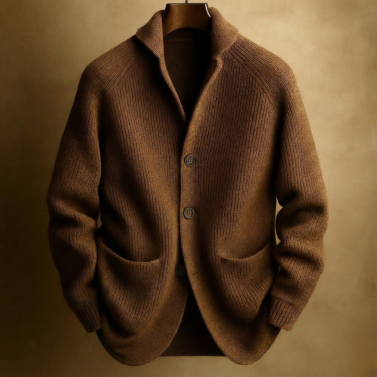 RIBBED WOOL CARDIGAN FOR MEN