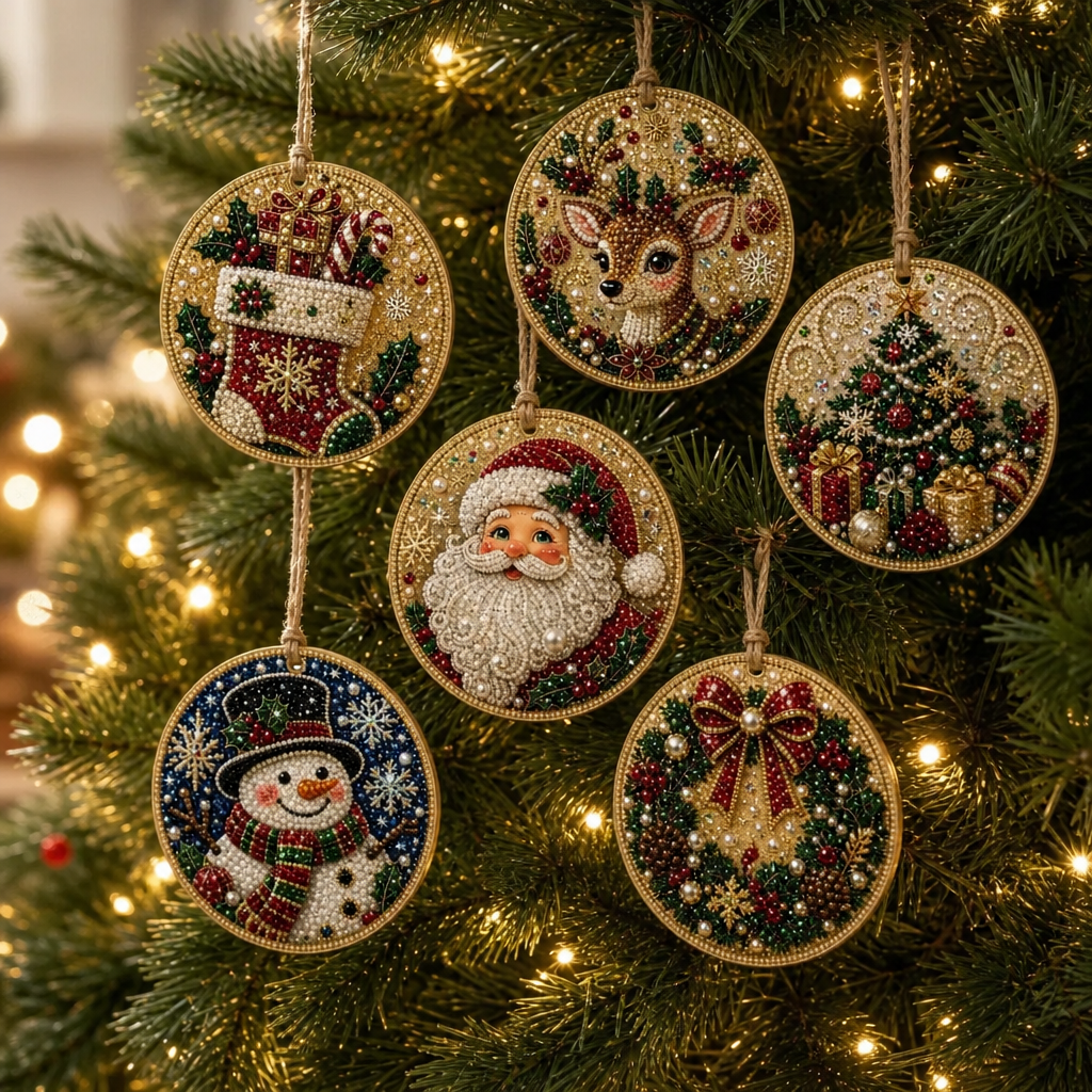 Beaded Gemstone Ornament Kit, Set of 6