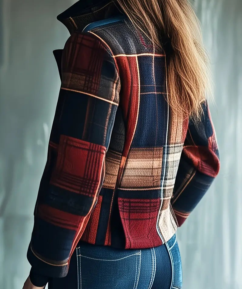 Piper | Women's Plaid Short Wool Blend Coat Button Up