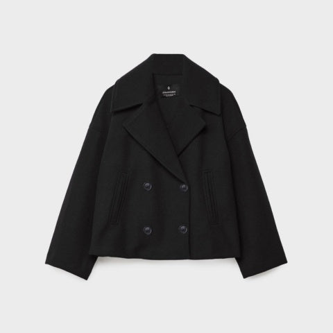 Claire | Women's Short Peacoat Wool Blend Double Breasted Lapel