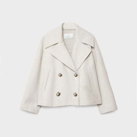 Claire | Women's Short Peacoat Wool Blend Double Breasted Lapel