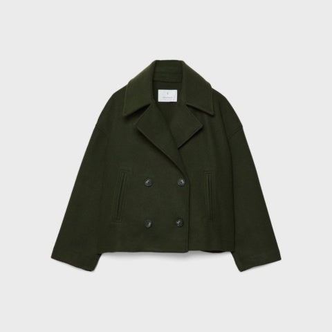 Claire | Women's Short Peacoat Wool Blend Double Breasted Lapel