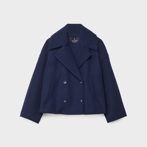 Claire | Women's Short Peacoat Wool Blend Double Breasted Lapel