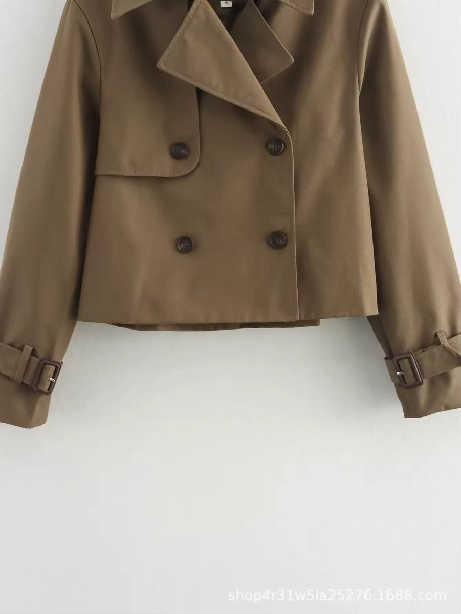Lily | Women's Short Trench Coat Double Breasted Buckle Cuffs