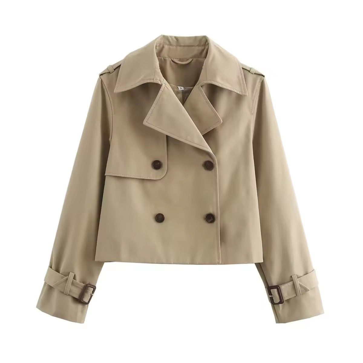 Lily | Women's Short Trench Coat Double Breasted Buckle Cuffs
